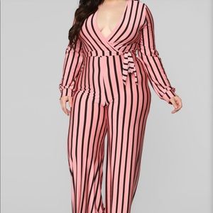 Plus size pink and black jumpsuit NWOT